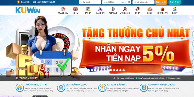 Đăng nhập Kuwin trên trang chủ